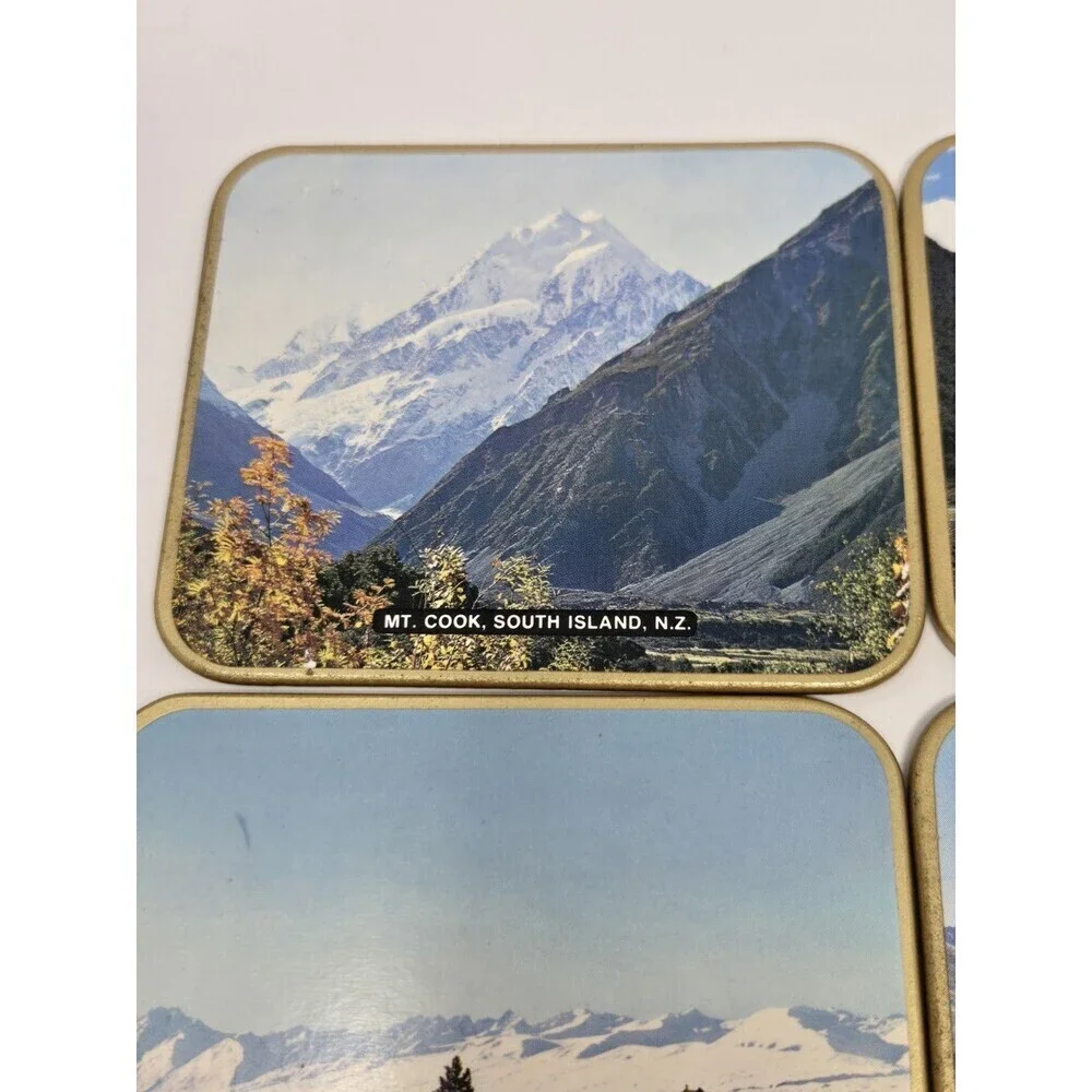 VINTAGE 1980S PHOTOGRAPHIC CORK COASTERS SET OF 6 SOUTH ISLAND NEW ZEALAND JASON